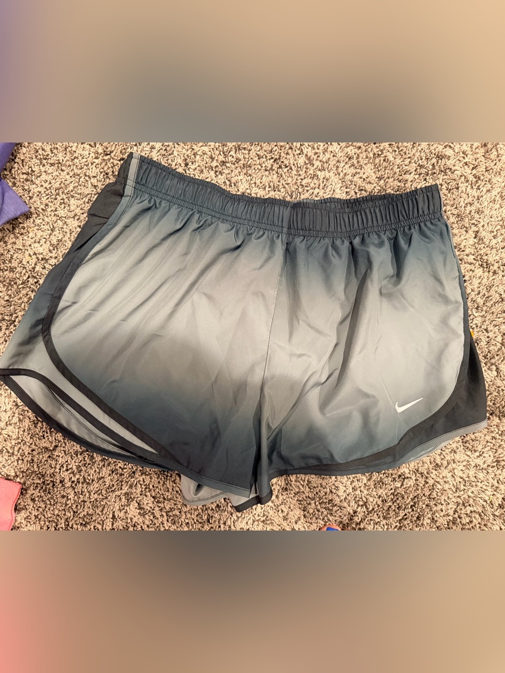 Nike Black and Light Blue Dri-FIT Running Shorts